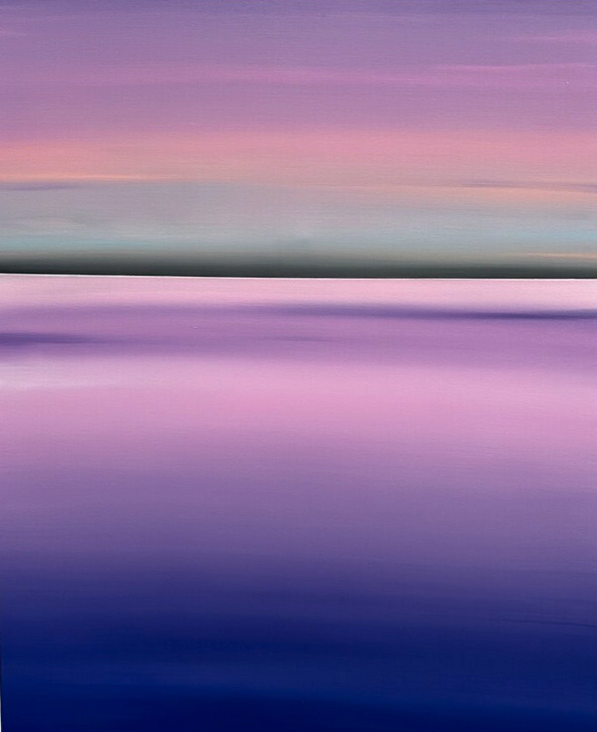 A soft dusk horizon in pink, lilac and deep violet bands